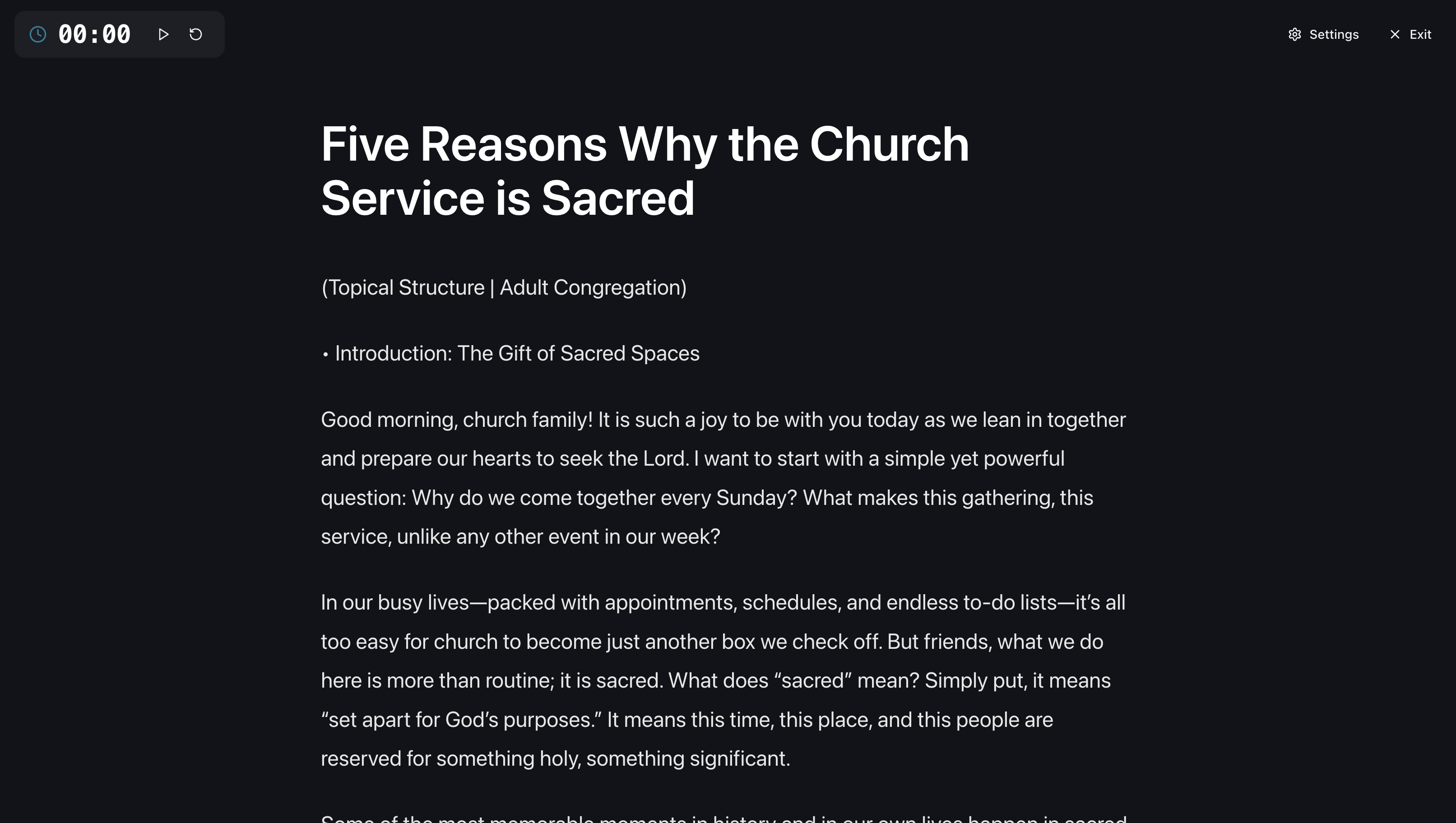 SermonDone Pulpit Mode for distraction-free preaching